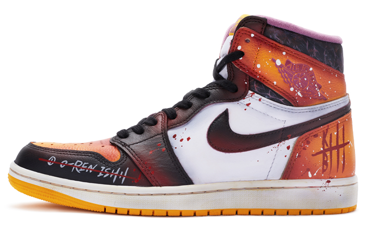 Jordan Air Jordan 1 OG Anti Slip Wear Resistant High Top Vintage Basketball Shoes Unisex Yellow Black