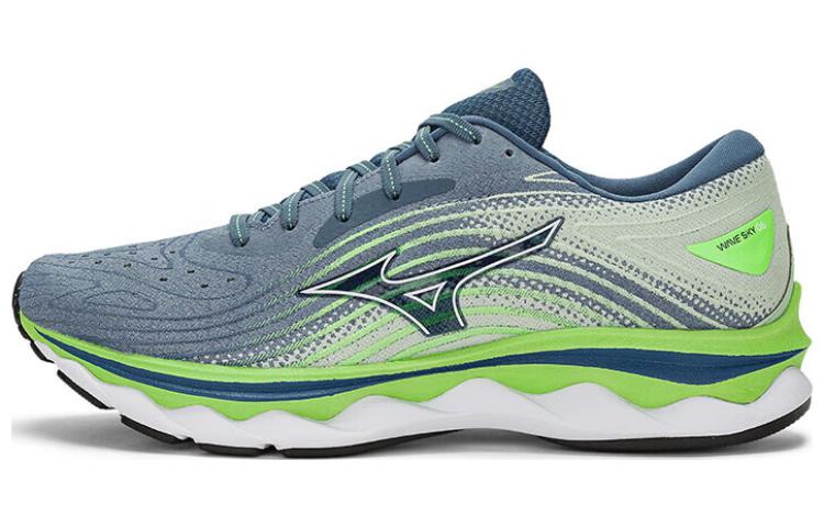Mizuno Wave Sky 6 Cushioning Anti-Slip And Wear-Resistant Low-Top Casual Running Shoes Men's Gray Cyan Green