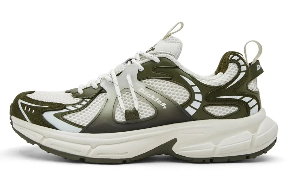 Dickies Abrasion Resistant Breathable Low Top Chunky Sneakers Men's Army Green & White