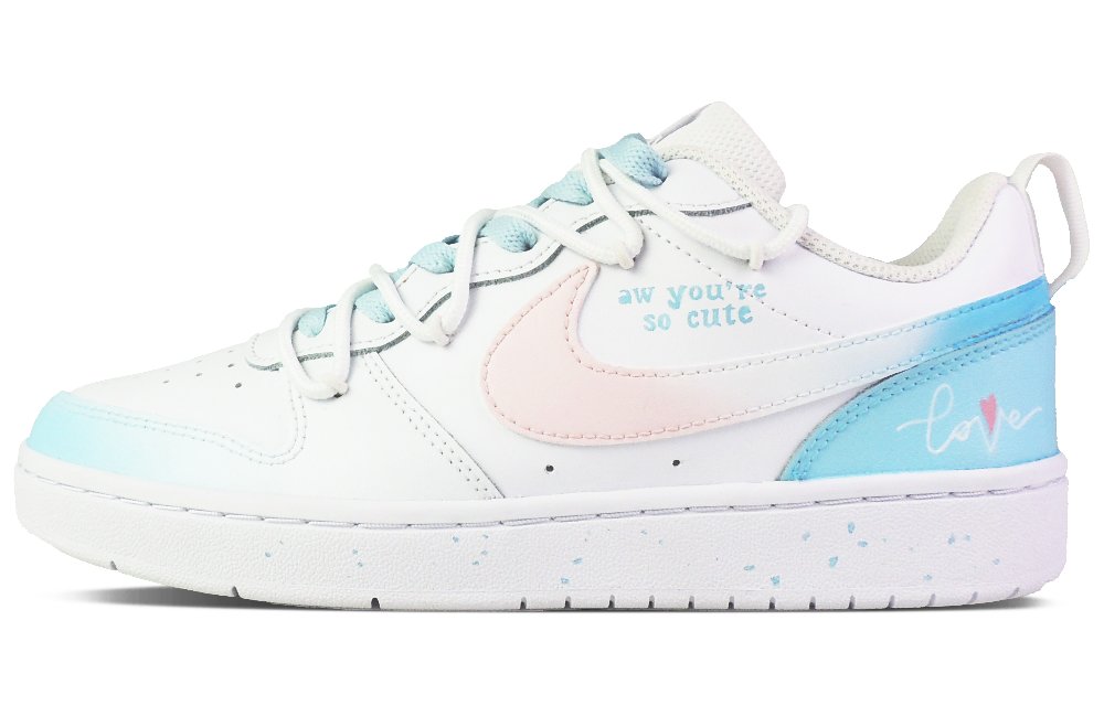 Nike Court Borough Blue Pink Love Talk Anti-Slip Wear-Resistant Low-Top Skateboard Shoes GS Blue Pink