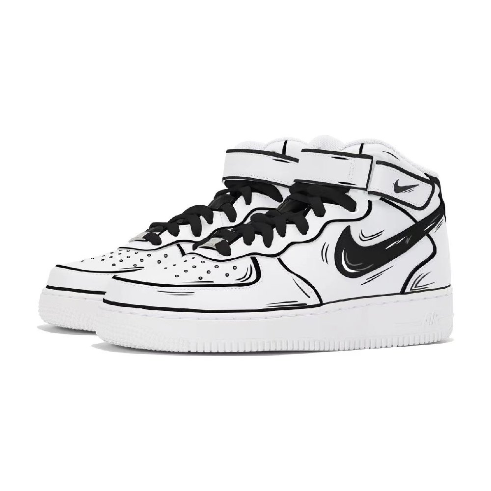 Nike Air Force 1 Skateboard Shoes Men Mid-Top Black