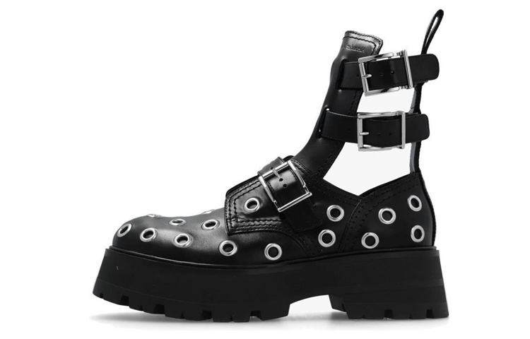 Alexander McQueen Eyelet Detailed Strappy Boots Women's