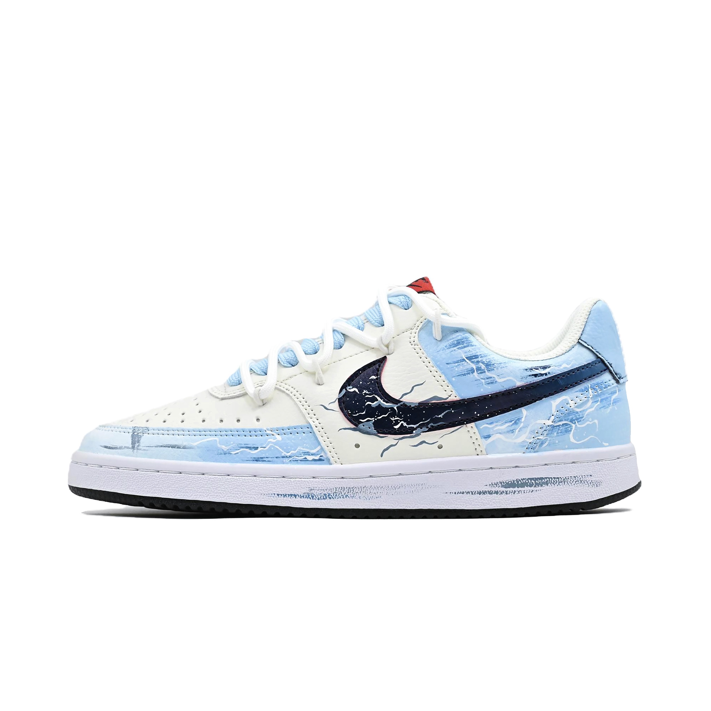 Nike Court Vision 1 Blue Language Abrasion Resistant Low top Skateboard Shoes Men's Blue White