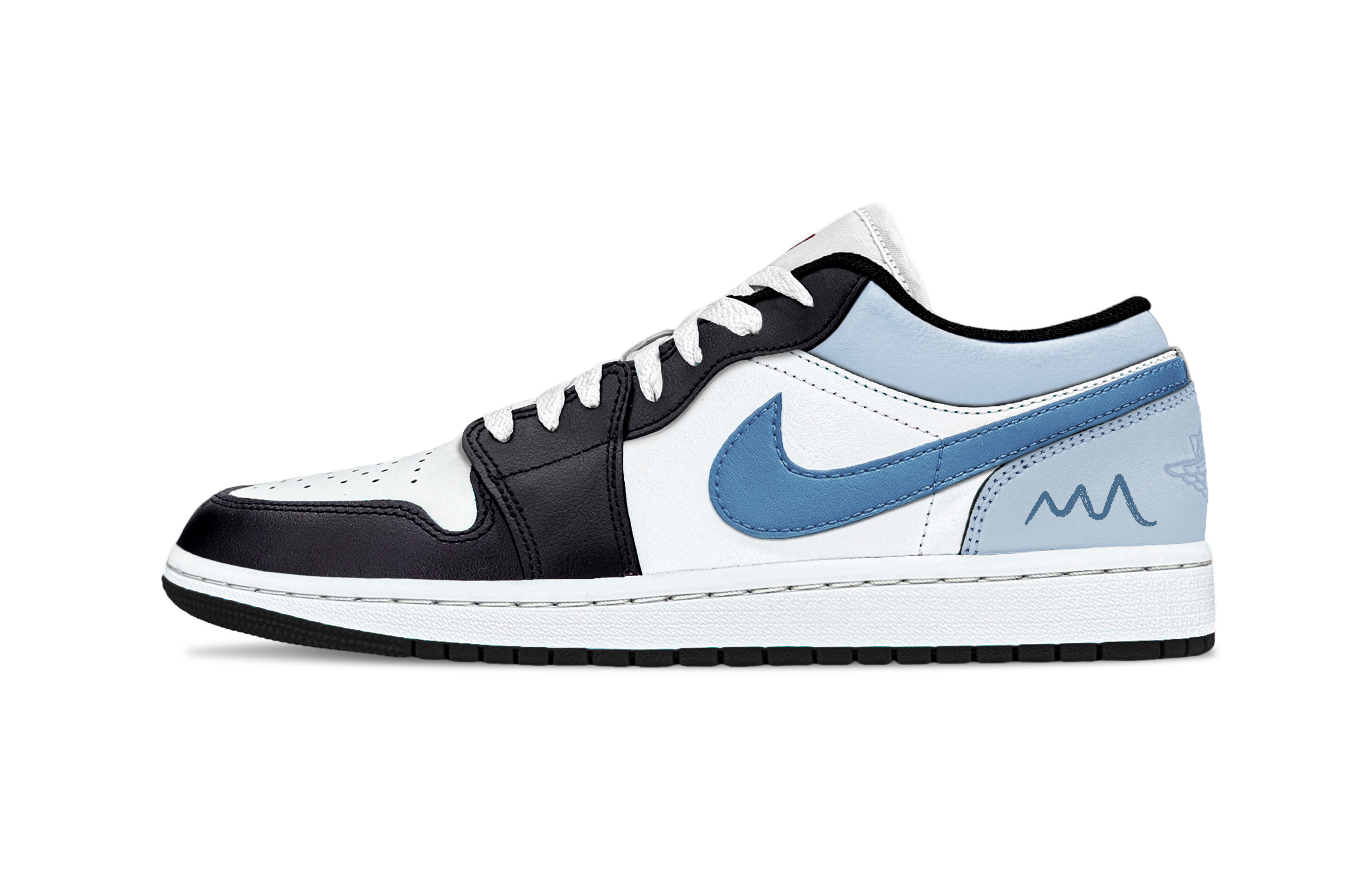 Jordan Air Jordan 1 Aurora Slice Support Low top Vintage Basketball Shoes Unisex Blue Black White