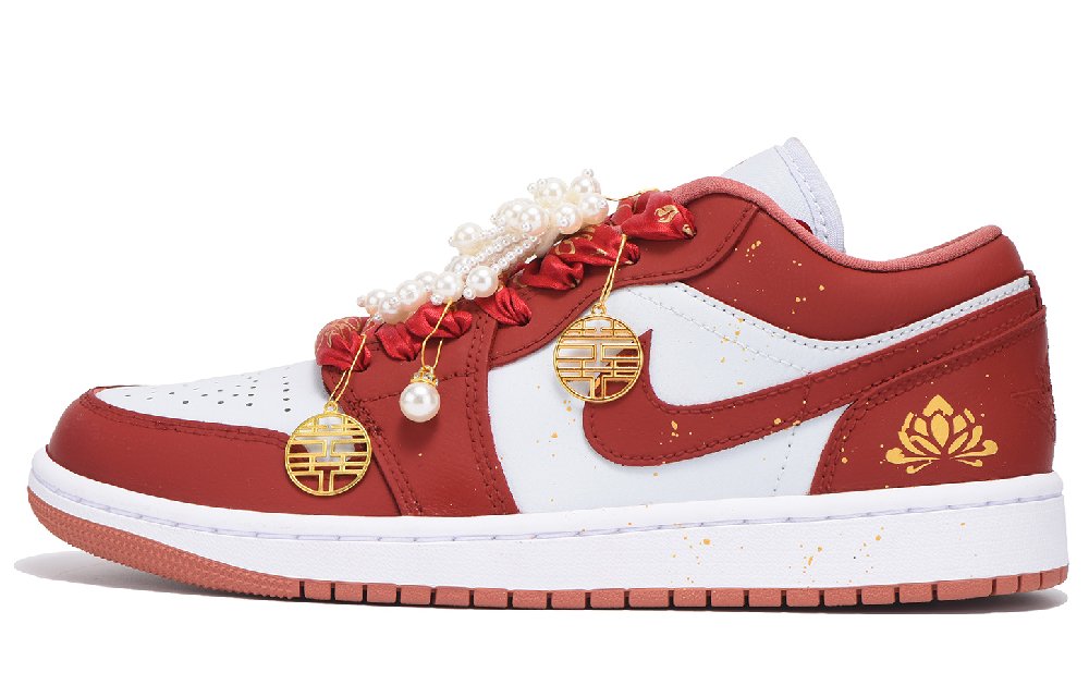 Jordan Air Jordan 1 Anti-Slip And Wear-Resistant Coverage Low-Top Vintage Basketball Shoes Women's Red