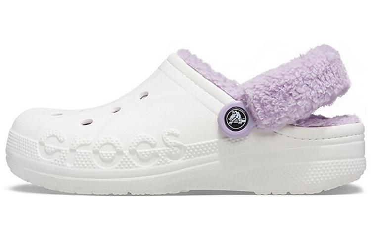 Crocs Classic Baya Lined Fuzz Strap Clog 'White Lila'