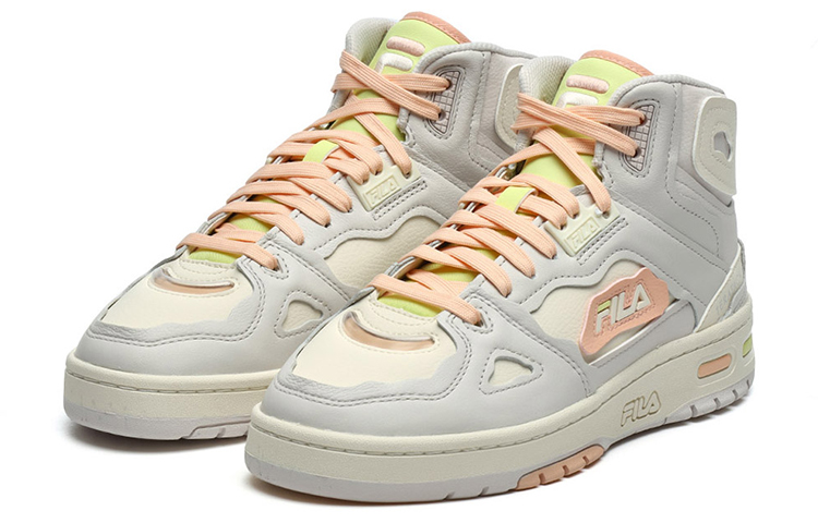 FILA FUSION Teratach Vintage Basketball Shoes Women's Mid-Top White/Yellow/Orange