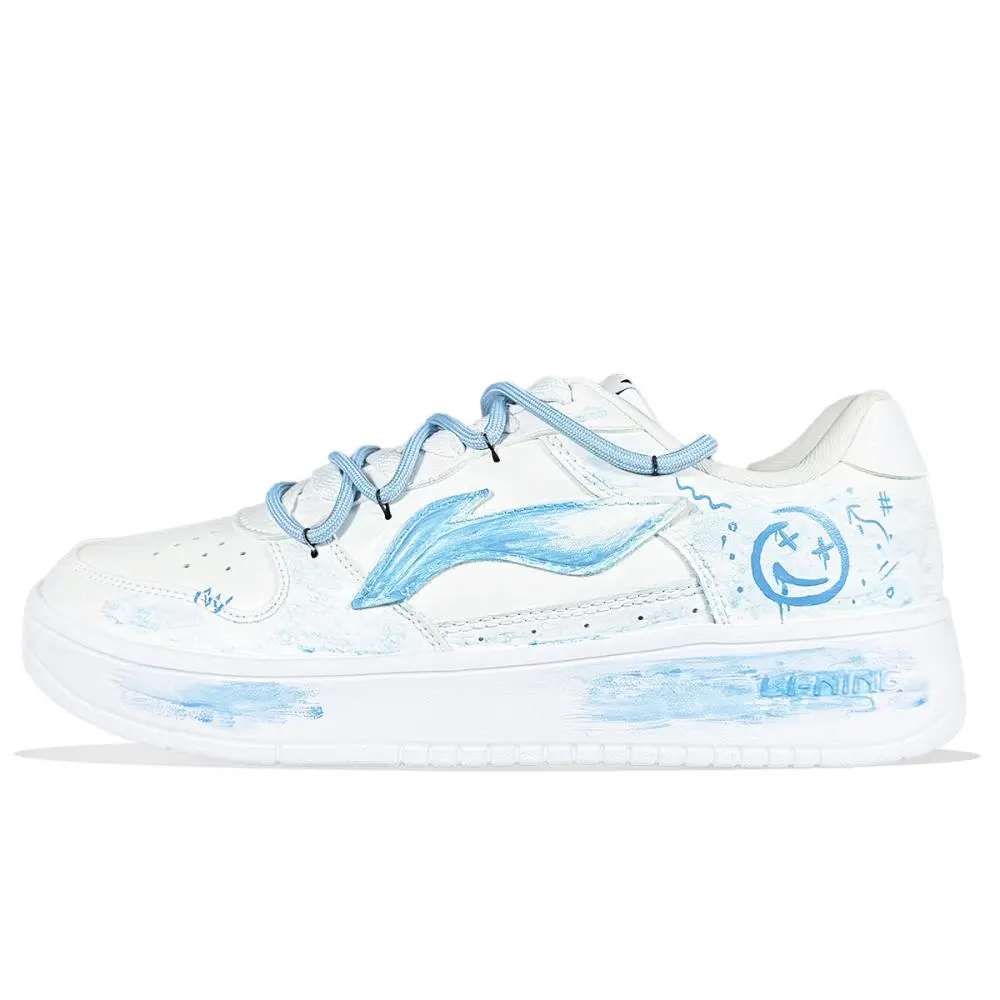LiNing Pontoon Boats Cushioning Abrasion Resistant Breathable Low top Skateboard Shoes Men's Blue White