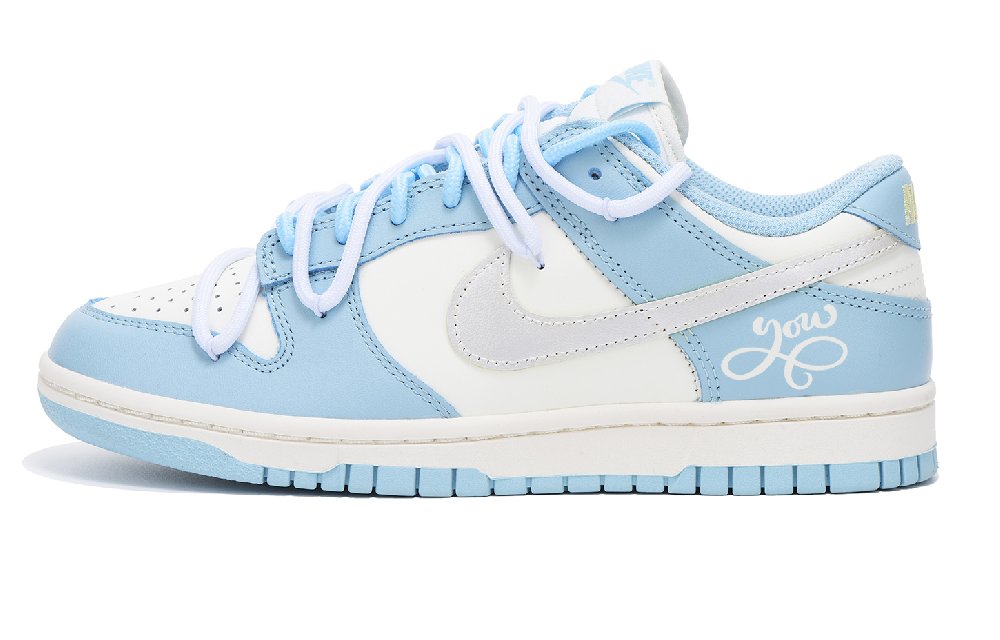 Nike Dunk Low Low-Top Skateboard Shoes Women's Blue Silver