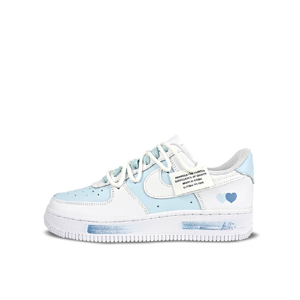 Nike Air Force 1 07 Low-Top Skateboard Shoes Men's White Blue