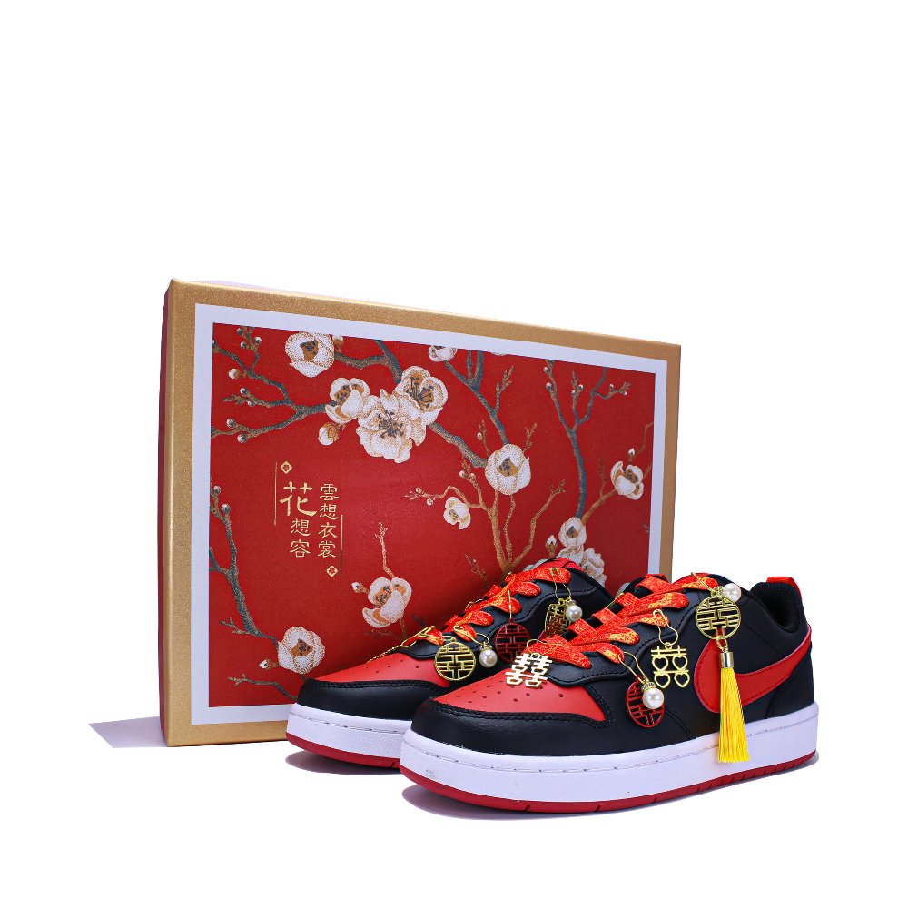 Nike Court Borough Low2 Low Top Skateboard Shoes Women's Black Red