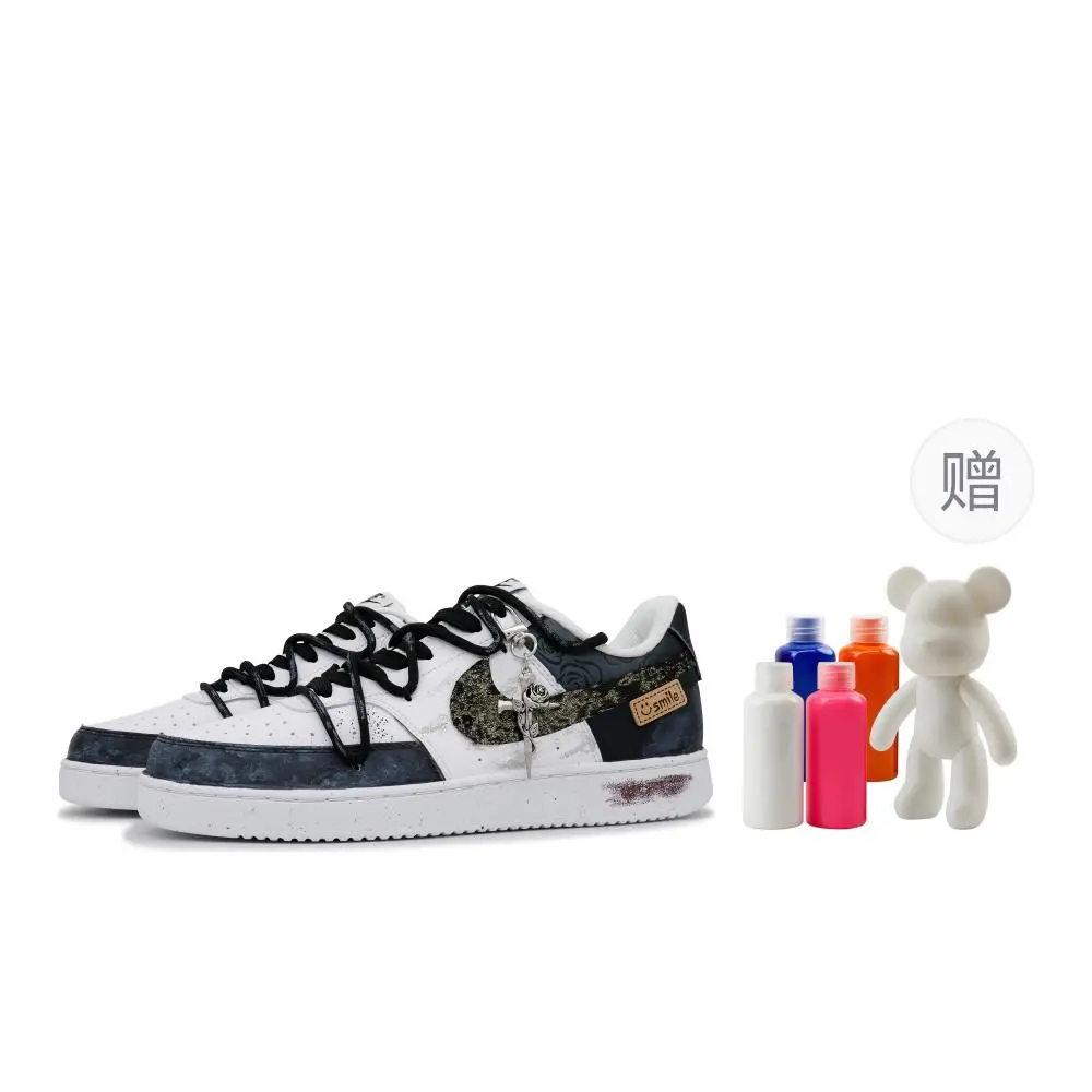 Nike Court Vision 1 Cool To The Core Abrasion Resistant Low top Skateboard Shoes Men's Black Blue