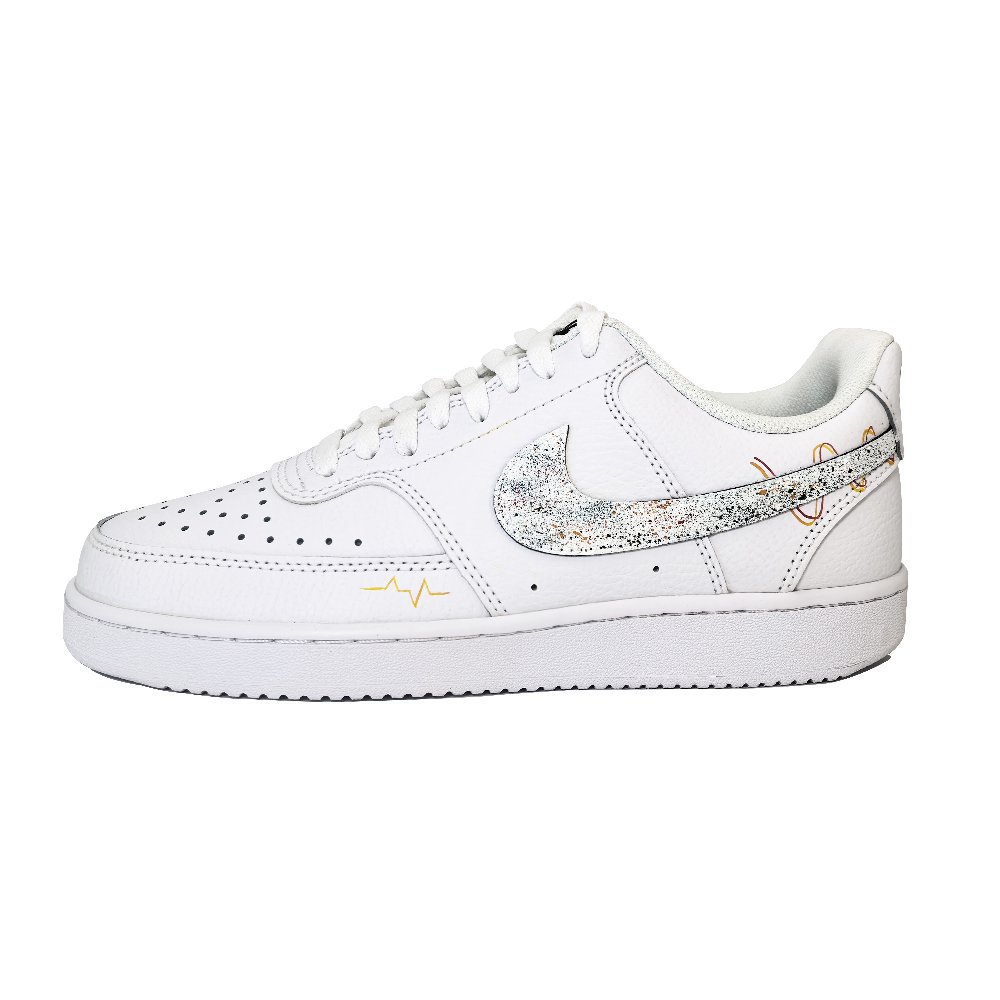 Nike Court Vision 1 White Tower Abrasion Resistant Low Top Skateboard Shoes Unisex White Orange