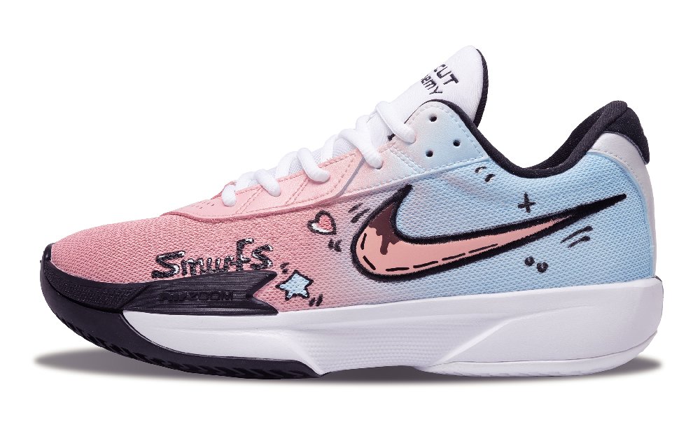 Nike Air Zoom G.T. Cut Academy Cushioned Wear-Resistant Breathable Low-Top Basketball Shoes Unisex Pink Blue