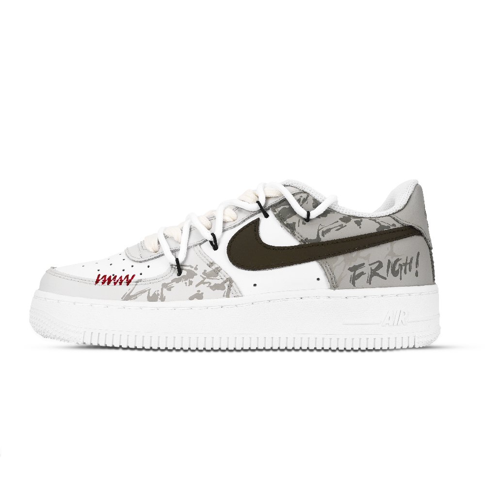 Nike Air Force 1 Brown Star Vintage Abrasion Resistant Low Top Skateboard Shoes Unisex White Gray Brown