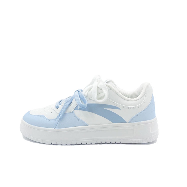 Anta Relaxed Slip Resistant And Abrasion Resistant Coverage Low Top Skateboard Shoes Unisex White Blue