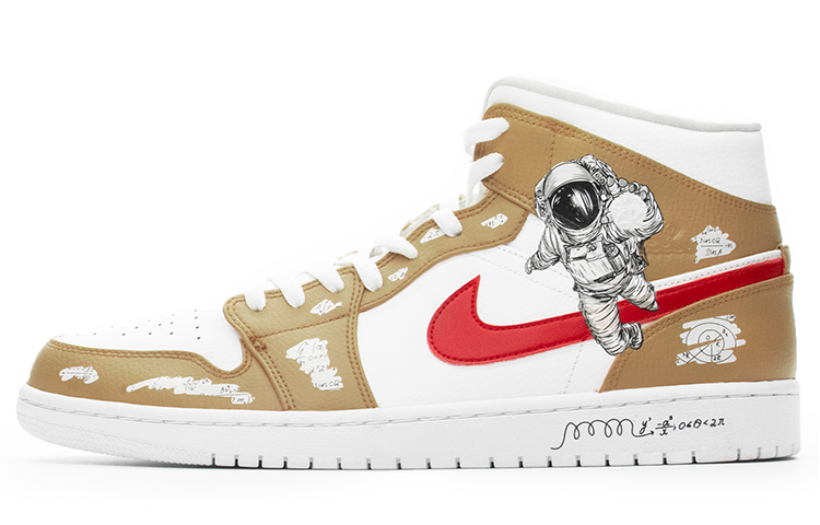 Jordan Air Jordan 1 Mid Cushioning Anti-Slip And Wear-Resistant Mid-Top Vintage Basketball Shoes Men's Red Brown 2021