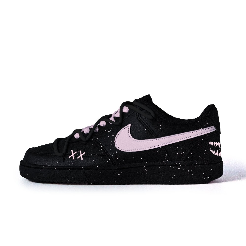 Nike Court Vision Icy Snow Small Flower Anti Slip Wear Resistant Low Top Skateboard Shoes Unisex Black