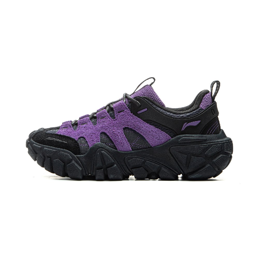 LiNing Dunes Cushioning Anti-Slip Wear-Resistant Breathable Height Increasing Low-Top Casual Shoes Women's Black Purple