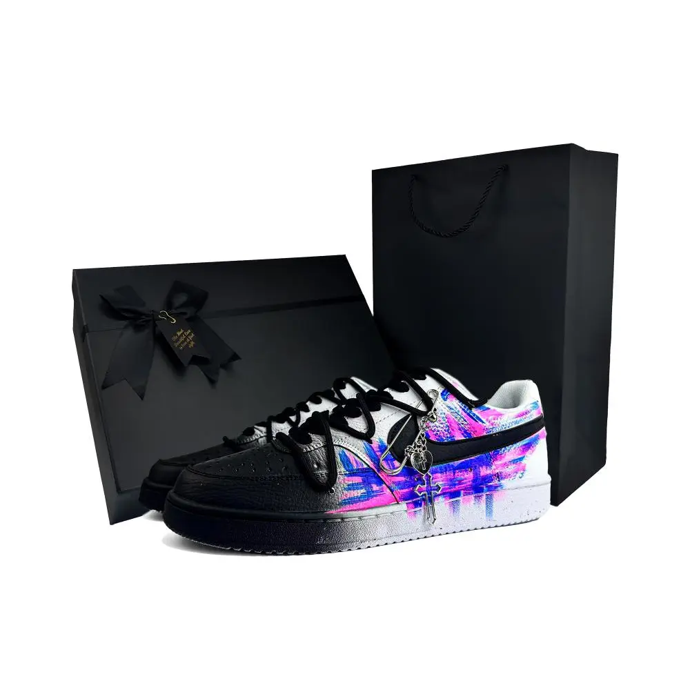 Nike Court Vision 1 Neon City High End Box Abrasion Resistant Low top Skateboard Shoes Unisex Blue Pink Black White