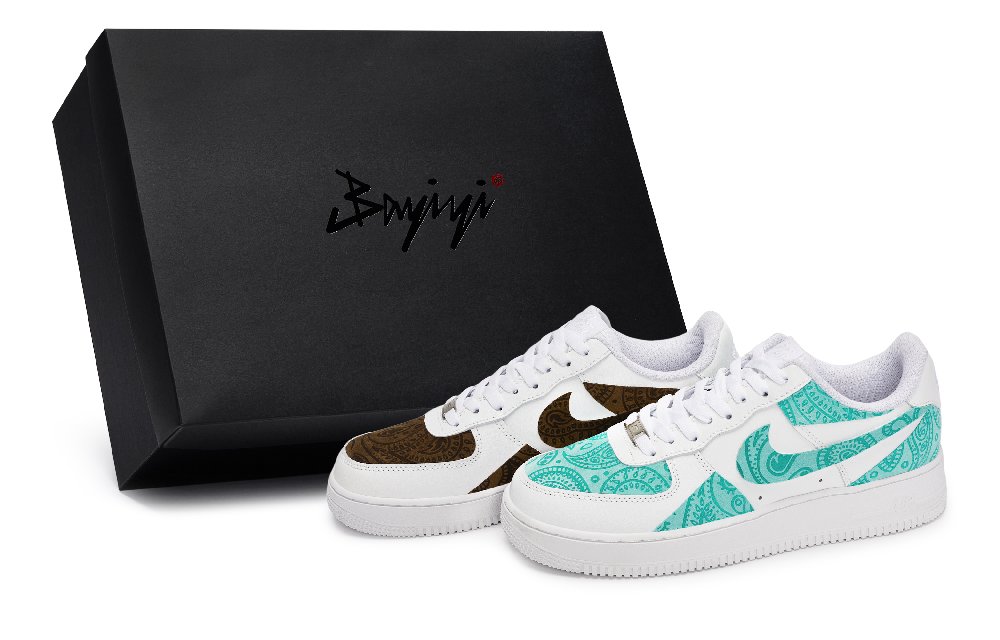 Nike Air Force 1 Skateboard Shoes Unisex Low top White/Brown/Tiffany