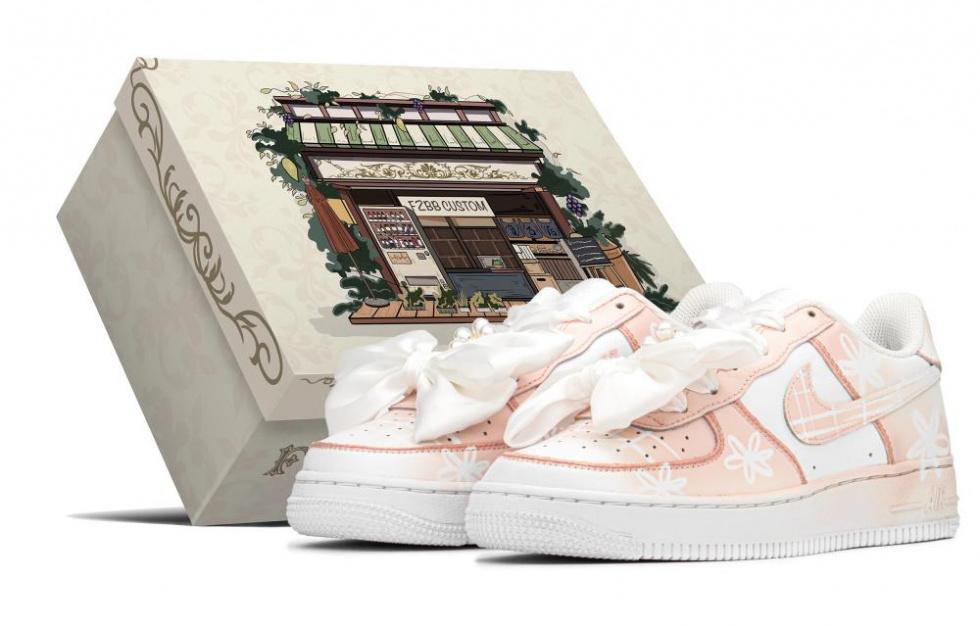 Nike Air Force 1 Slip Resistant Cushioning Abrasion Resistant Low Top Skateboard Shoes GS Pink White
