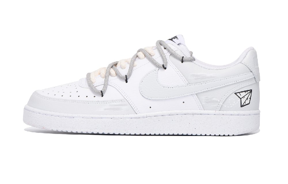 Nike Court Vision 1 Coverage Anti-Slip And Wear-Resistant Low-Top Skateboard Shoes Men's Gray White
