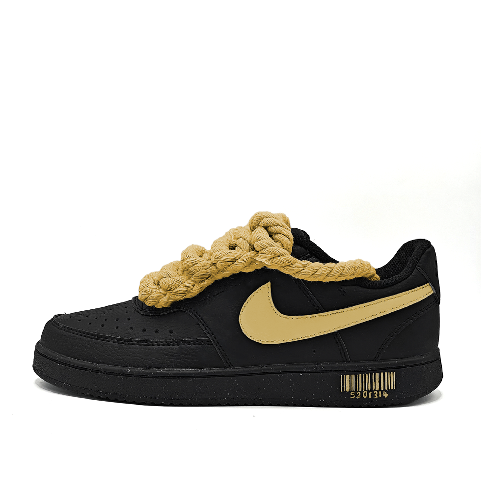 Nike Court Vision Non-slip Lightweight Low-Top Skateboard Shoes Unisex Black Yellow