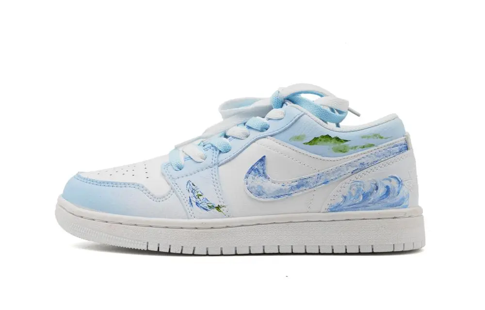 Jordan Air Jordan 1 Abrasion Resistant Vintage Basketball Shoes Unisex Blue White