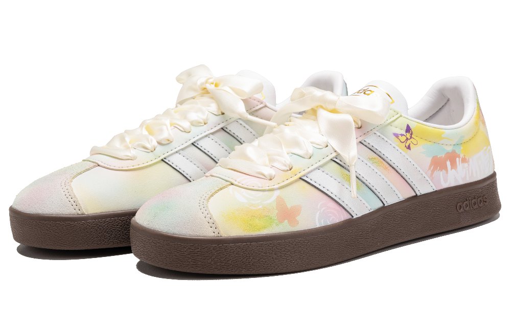 Adidas Neo VL Court 2.0 Slip Resistant Low Top Skateboard Shoes Unisex Pink Yellow