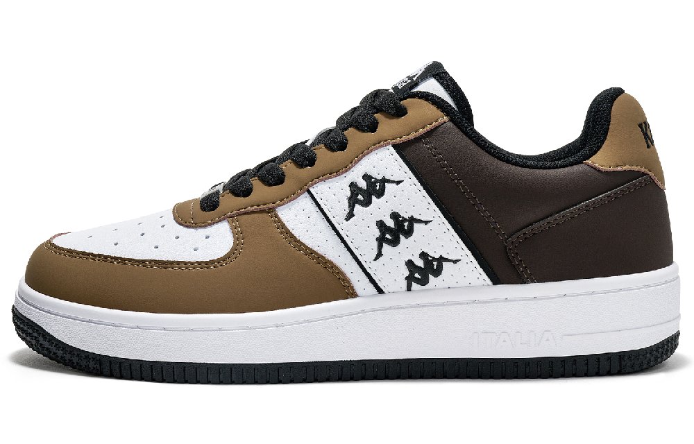 Kappa Anti-Slip Wear-Resistant Low-Top Skateboard Shoes Unisex White Brown