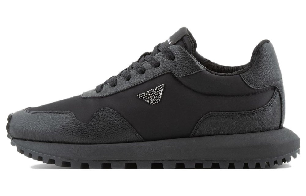 EMPORIO ARMANI Abrasion Resistant Low Top Casual Shoes Men's Black