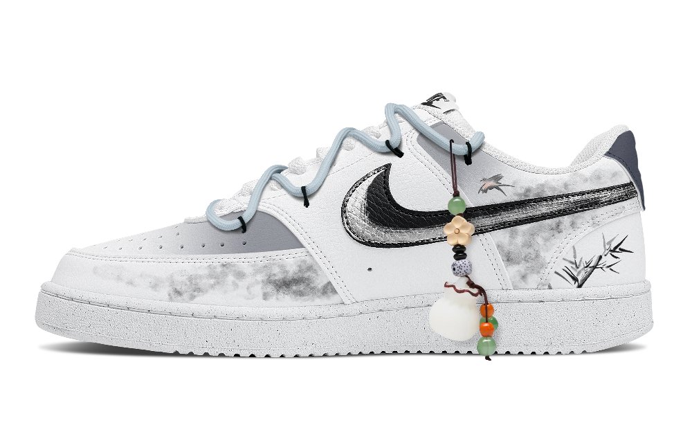 Nike Court Vision 1 Anti-Slip Wear-Resistant Low-Top Skateboard Shoes Men's White Gray