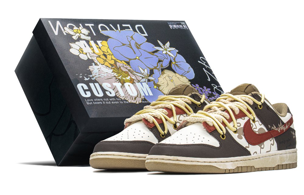 Nike Dunk Fzbb Slip Resistant, Abrasion Resistant, Lightweight Low Top Skateboard Shoes Men's Red Brown Box