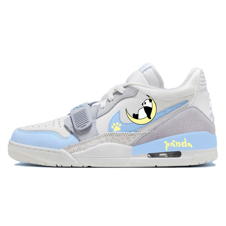 Jordan Legacy 312 Anti-Slip And Wear-Resistant Breathable Low-Top Vintage Basketball Shoes Men's Blue Gray White