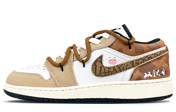 Jordan Air Jordan 1 Low-Top Vintage Basketball Shoes Women's White Brown купить в интернет-магазине Yoocart с быстрой доставкой по России.