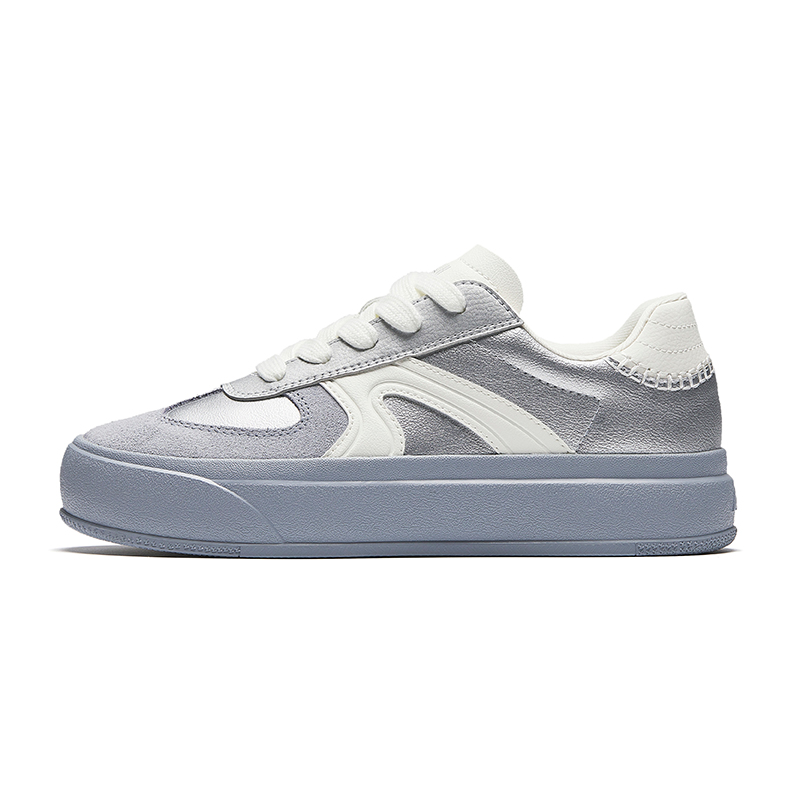 Anta Life Collection Anti-Slip Wear-Resistant Low-Top Skateboard Shoes Women's Silver White Gray