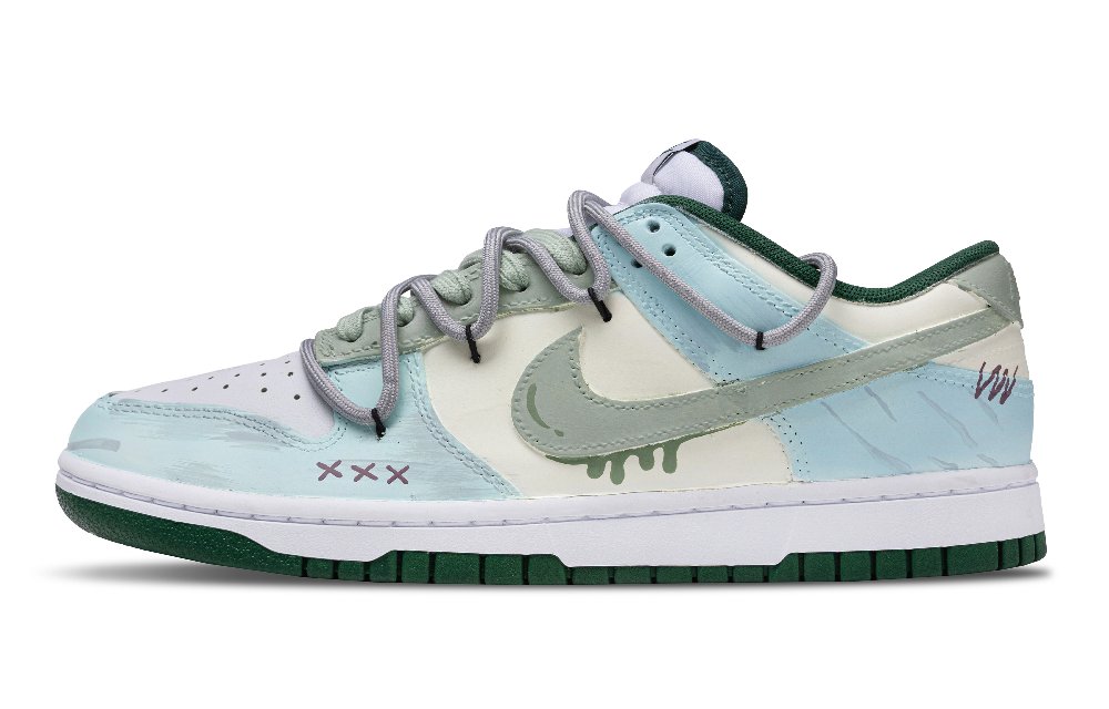 Nike Dunk Lime Fluid Wear resistant And Lightweight Low Top Skateboard Shoes Unisex Light Blue