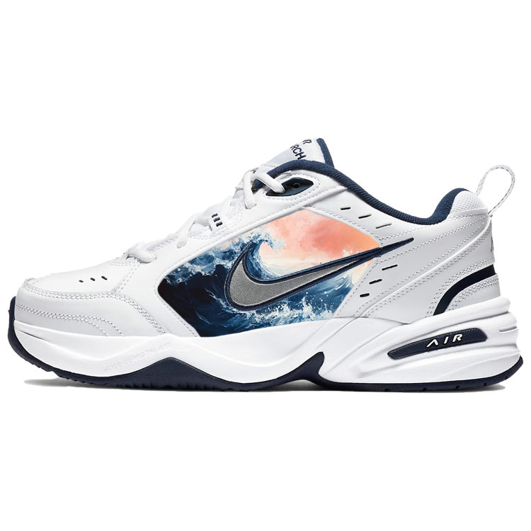 Nike Air Monarch 4 Sunrise Wave Anti-Slip Wear-Resistant Low-Top Chunky Sneakers Unisex Blue White