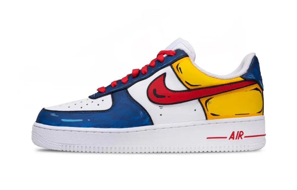 Nike Air Force 1 Color Protocol Abrasion Resistant Low Top Skateboard Shoes Unisex Red Yellow Blue