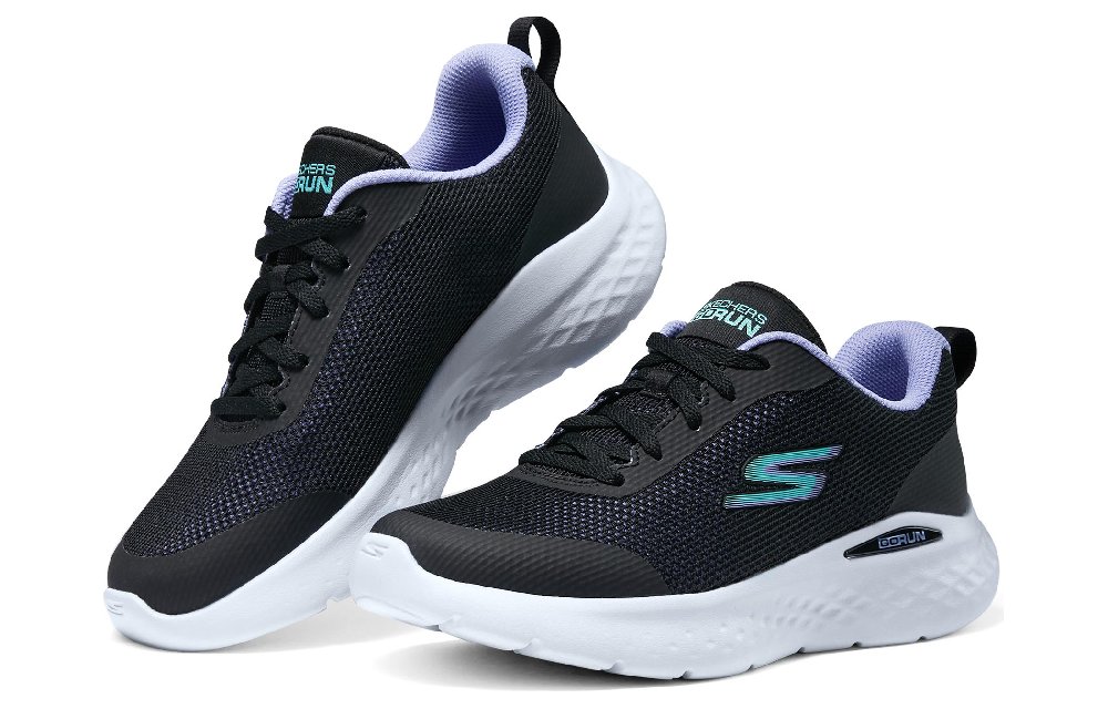 Skechers Go Run Lite Low Top Casual Running Shoes Women's Black White