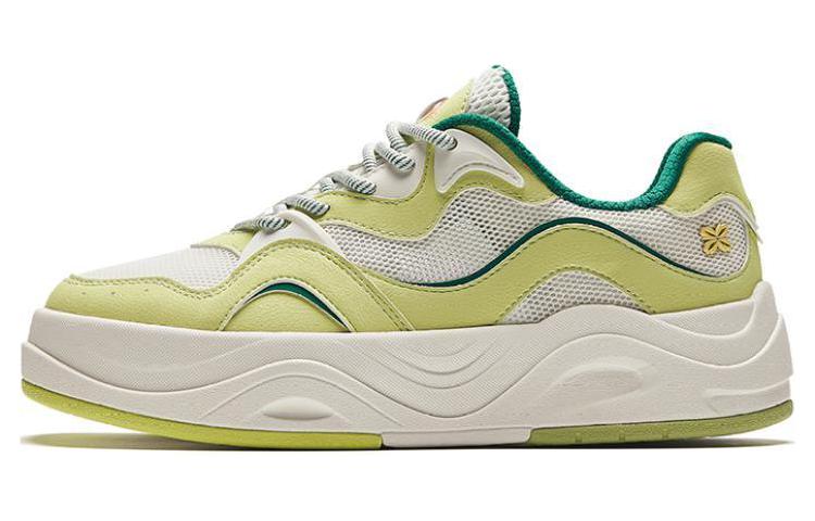 Anta Seaweed Cushioned Wear-Resistant Lightweight Height Increasing Low-Top Skateboard Shoes Women's White Green