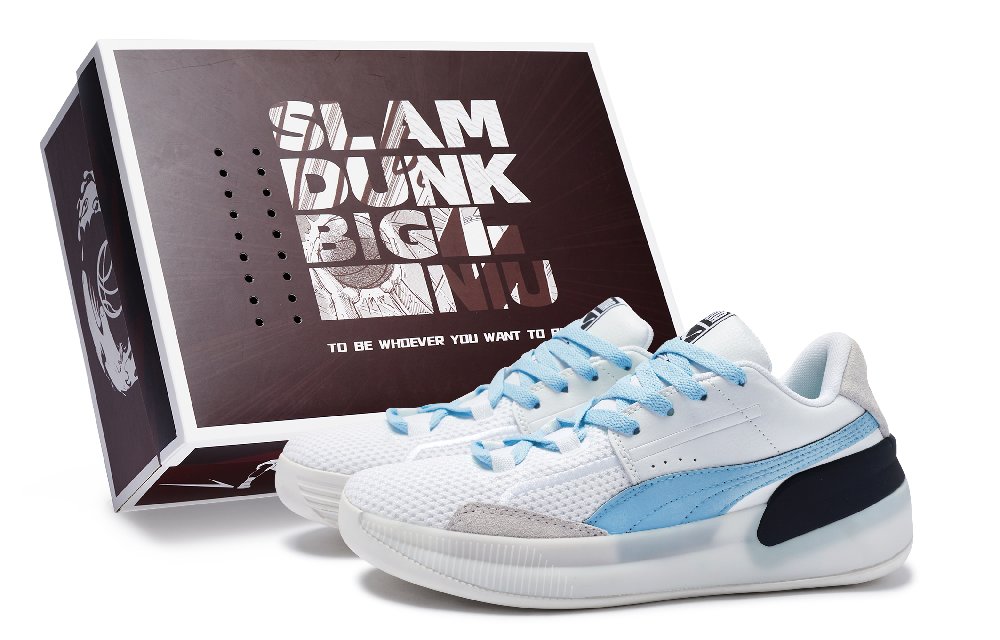 PUMA Clyde Hardwood Basketball Shoes Unisex Low-Top Blue/Black/White