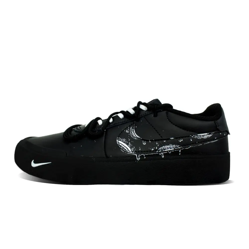 Nike Court Shot Abrasion Resistant Low top Skateboard Shoes Men's Black White