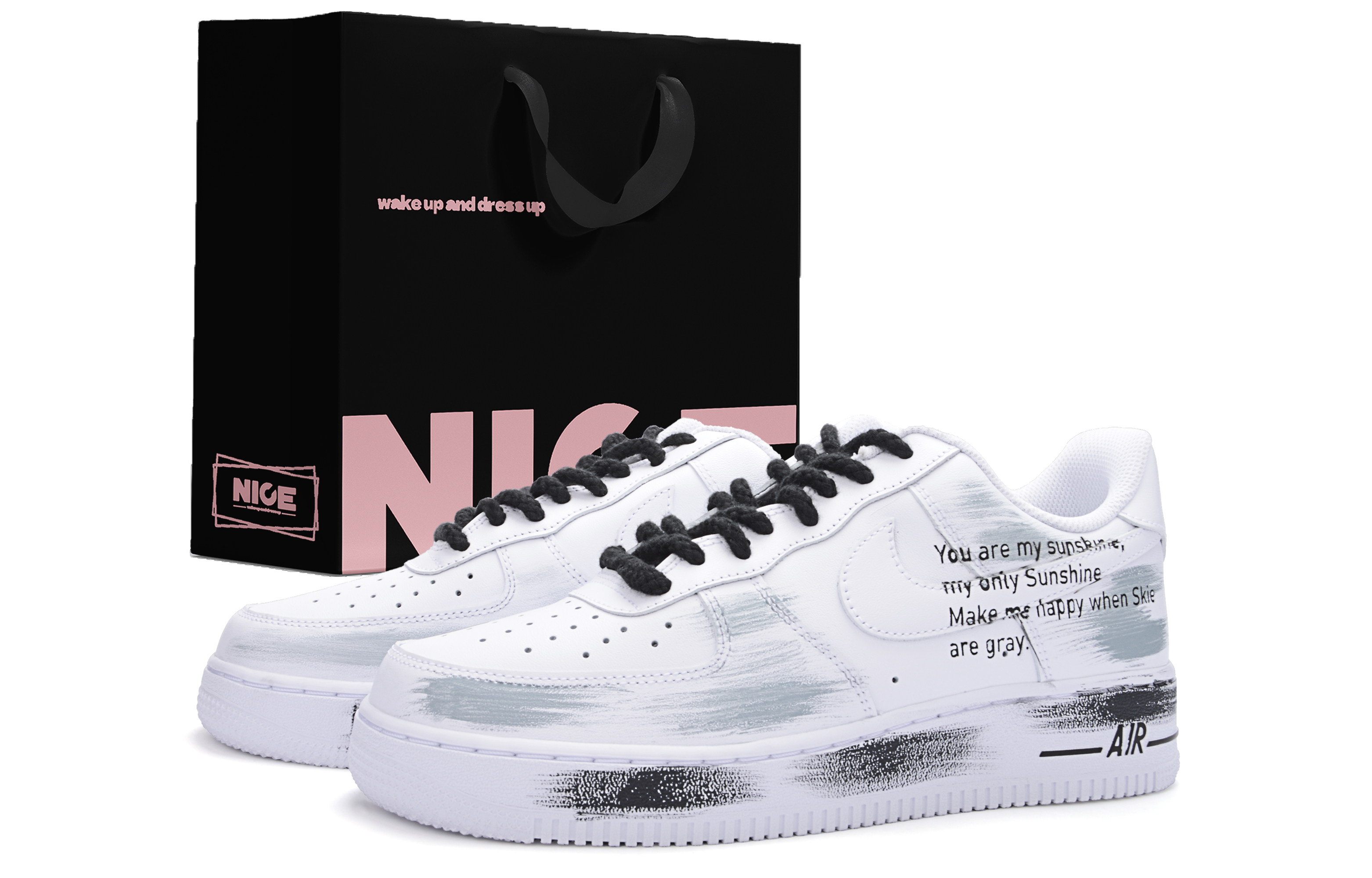 Nike Air Force 1 Cushioning, Wear Resistant Low top Skateboard Shoes Unisex White Black
