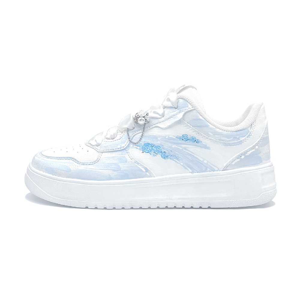 Anta Relaxed Abrasion Resistant Breathable Low Top Skateboard Shoes Unisex White Blue