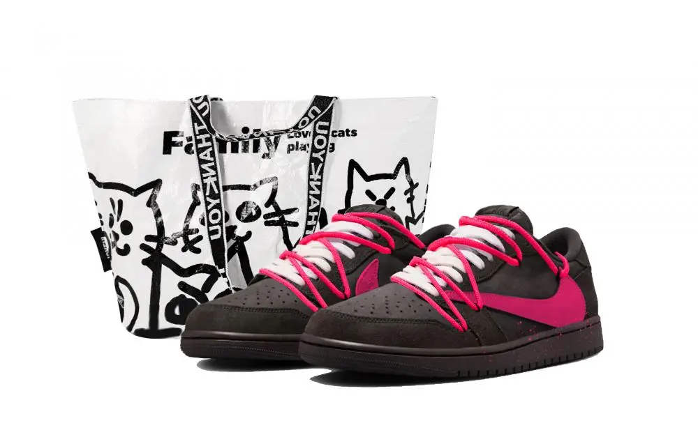 Jordan Air Jordan 1 Vintage Basketball Shoes Unisex Low top Black Pink