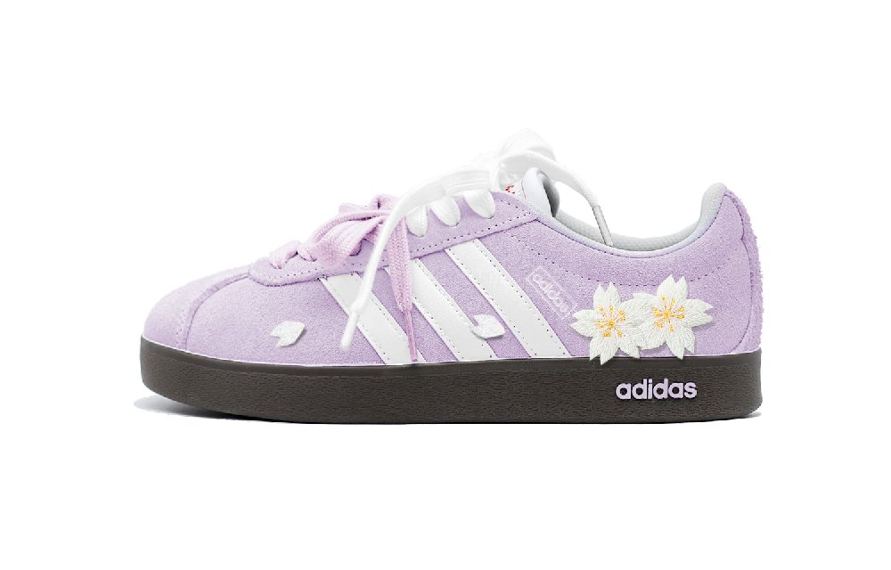 Adidas VL COURT 2.0 Abrasion Resistant Low Top Skateboard Shoes Unisex Lavender