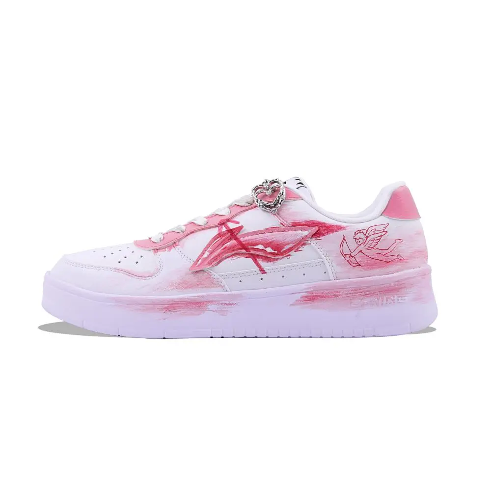 LiNing Pontoon Boats Abrasion Resistant Breathable Low top Skateboard Shoes Unisex Rose Red