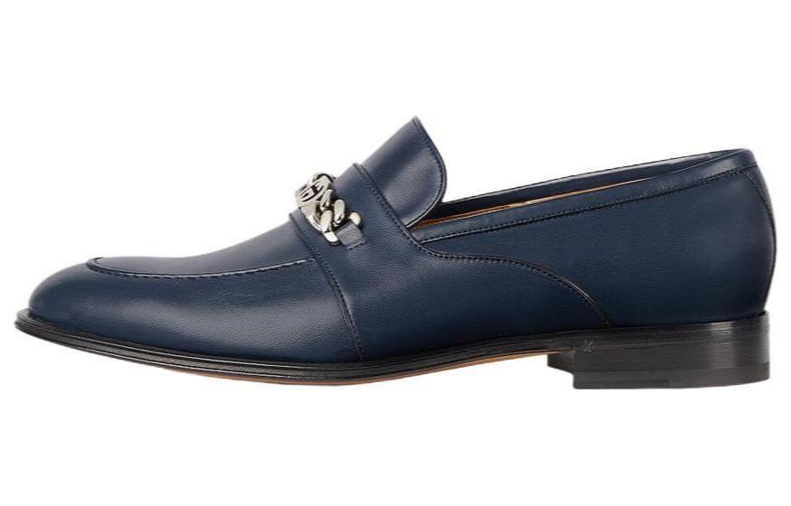 GUCCI Interlocking Casual Leather Shoes Men's Dark Blue